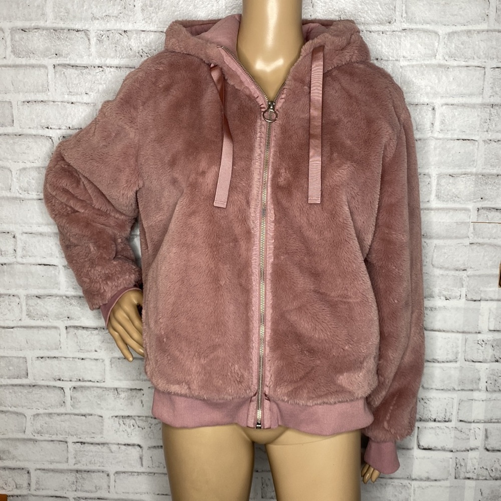 Athleta Ritual mauve faux fur jacket - Picture 2 of 7